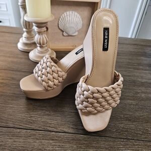 Nine West Nude Braided Platform Heels